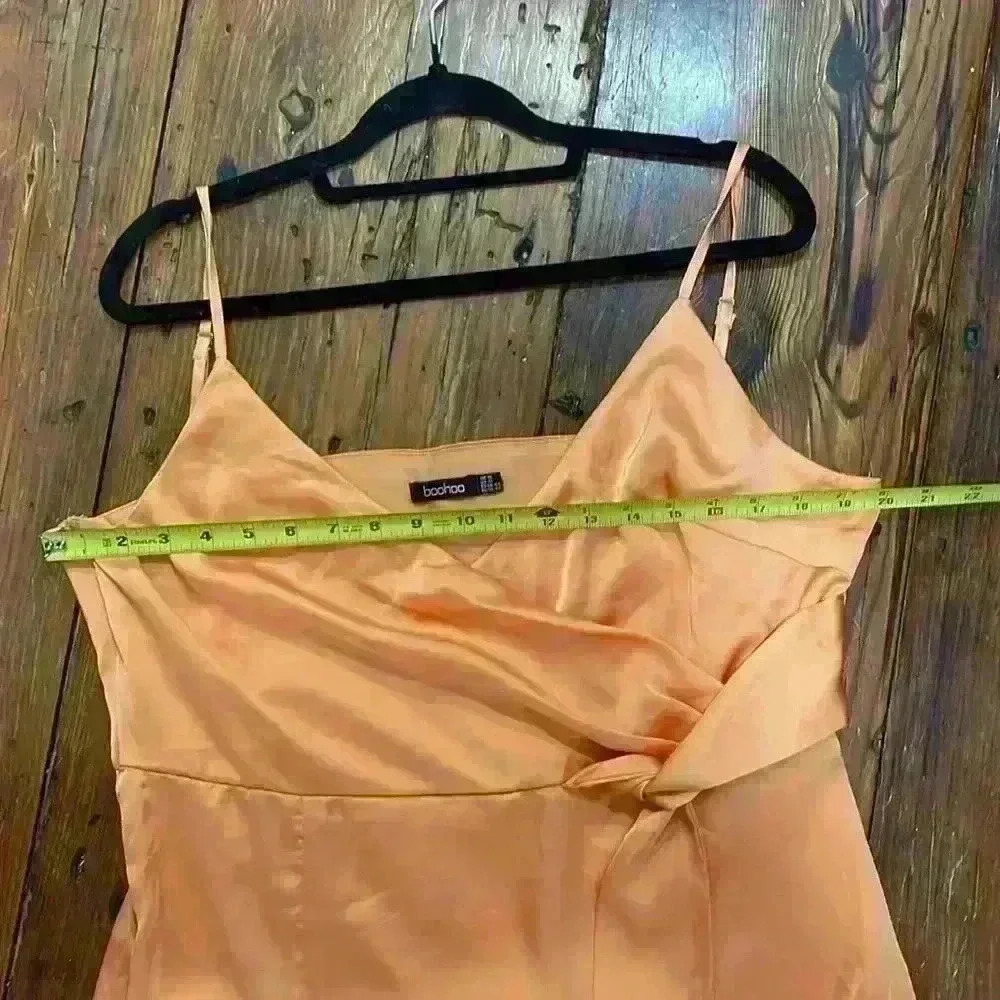 Boohoo Women's Satin Wrap Maxi Dress Orange Size 12 - Picture 11 of 12